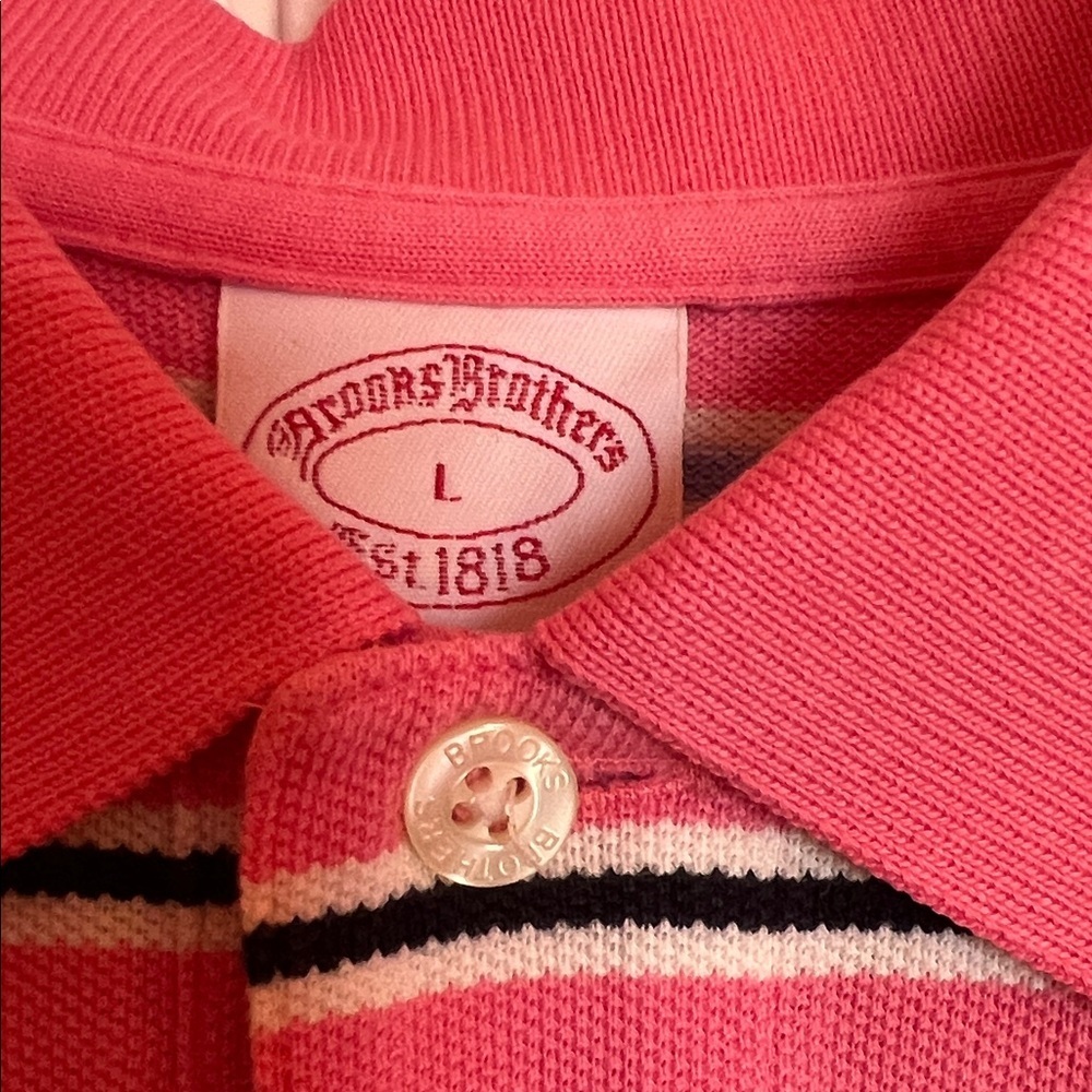 Brooks Brothers Pink Striped Polo Shirt - Picture 2 of 5